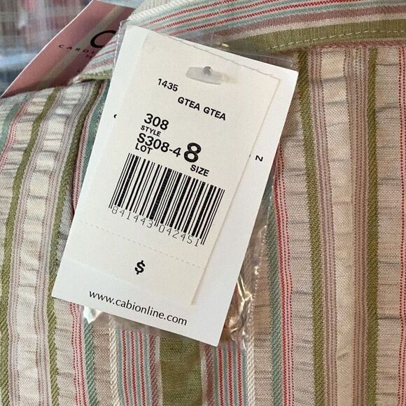 NWT CAbi Women’s 8 Seersucker Striped Long Sleeve 3 Button Blazer Jacket - Picture 8 of 9